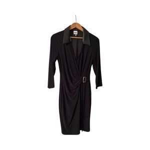 NWT Anne Klein Wrap Dress with Faux Leather Collar  Sizes 6 & 8